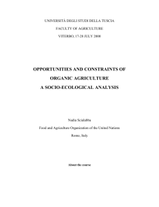 Opportunities and Constraints of Organic Agriculture