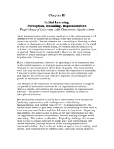 Initial learning: perception, encoding, representation