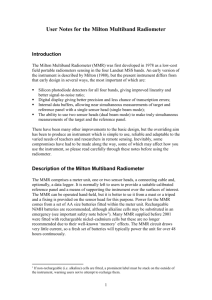 User Notes for the Milton Multiband Radiometer