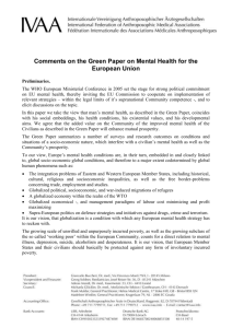 IVAA response to the Green Paper on Mental Health