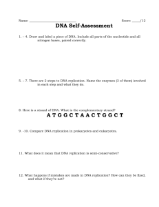 Monday “Popquiz” DNA, RNA and Protein Synthesis