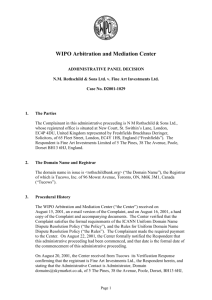 WIPO Domain Name Decisions: D2001-1029