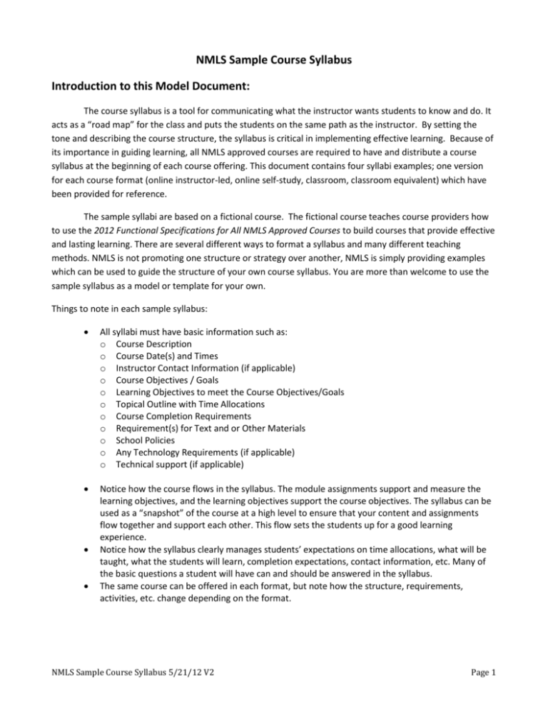 Example Document Course Syllabus