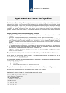 Application form Shared Heritage Fund The Netherlands Shared