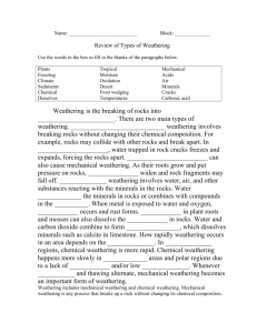 Review of Types of Weathering