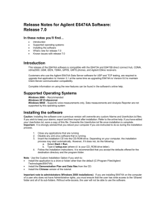 Release Notes for Agilent E6474A Software:
