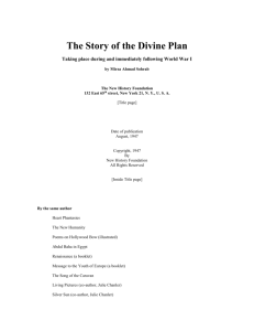 The Story of the Divine Plan, taking place during and - H-Net
