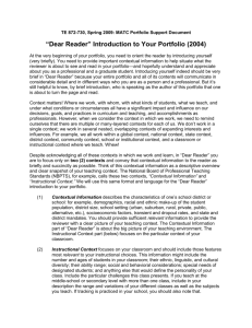 “Dear Reader” Introduction to Your Portfolio