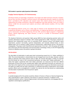 PhD student in quantum optics/quantum information Kungliga