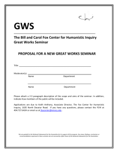 GWS _____ The Bill and Carol Fox Center for Humanistic Inquiry