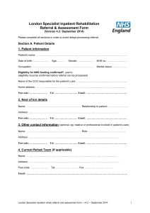 London specialist inpatient rehab referral and assessment form
