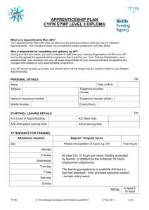 Apprenticeship Plan CYPW EYMP Level 3 Diploma