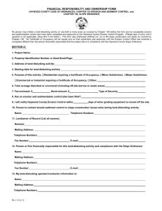 Financial Responsibility and Ownership Form for Slope Construction