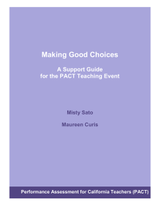 Making Good Choices: A Support Guide for the - PACT