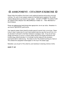 a ASSIGNMENT: CITATION EXERCISE a Please follow the boldface