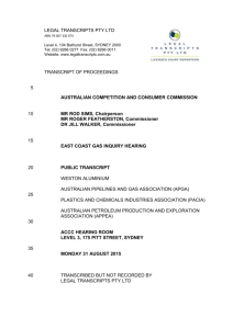 legal transcripts pty ltd - Australian Competition and Consumer