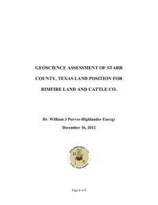 GEOSCIENCE ASSESSMENT OF STARR COUNTY, TEXAS LAND