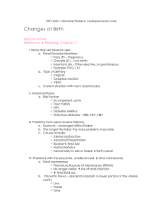 Antenatal Assessment/Changes at birth