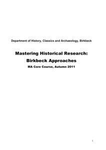 Department of History, Classics and Archaeology, Birkbeck