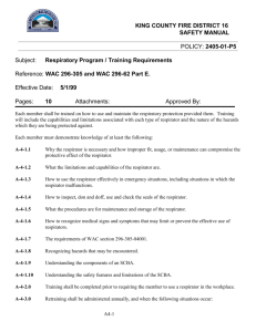 Subject: Respiratory Program / Training Requirements