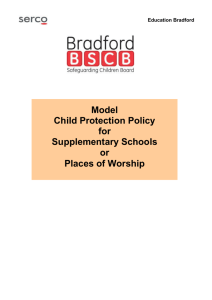 Model Child Protection Policy for Supplementary Schools or Places