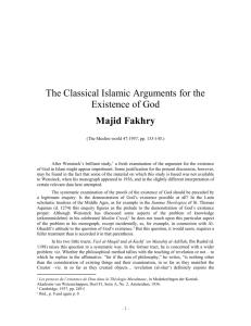 Classical Islamic Arguments for the Existence of God
