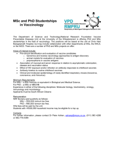 MSc and PhD positions in Vaccinology
