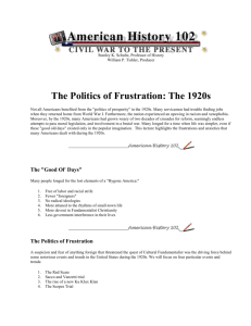 1920s Politics of Frustration