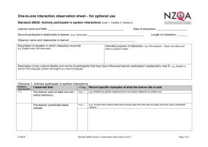 Observer checklist: Actively participate in spoken interactions