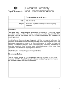 Cabinet Member Paper - Capital Release Recycling Equipment