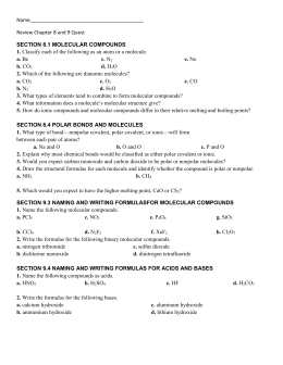 and 9 practice formulas names chemical problems 9 Practice Chapter and Chemical Names Formulas Problems: