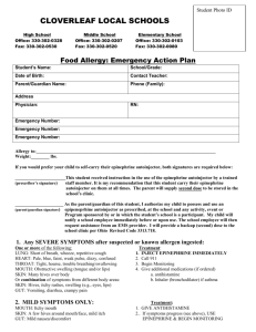 Food Allergy Action Plan