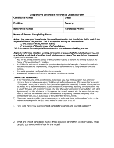 Reference Checking Form - University of Wisconsin