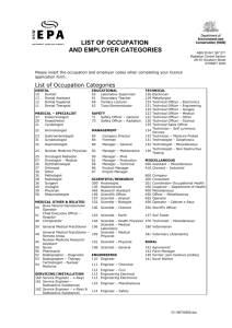 List of occupational and employer classifications