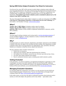Spring 2009 Online Subject Evaluation Fact Sheet for Instructors