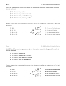 Name: Ch 11.2 Conditional Probability Practice Let S, C, W, and R