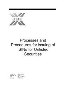 Process and procedures for Unlisted ISINs