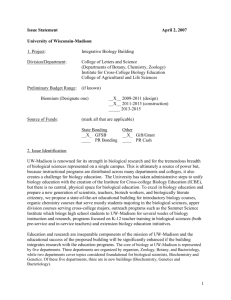 Issue Statement for Integrative Biological Science Building, 2007