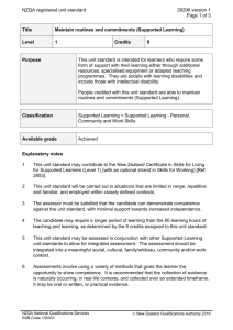 NZQA registered unit standard 29298 version 1 Page 1 of 3 Title