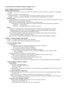 Lab Exam Review for Biomes & Climate (Chapters 5 & 9)