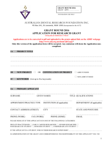 Grant Application Form - Australian Dental Association