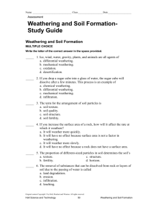 Weathering and Soil Formation- Study Guide