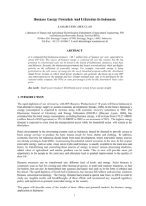 BIOMASS ENERGY POTENTIALS AND UTILIZATION IN INDONESIA