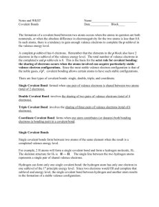 Covalent Bonds - Greenwich Public Schools