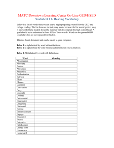 Reading Vocabulary Word List - Madison Area Technical College