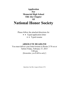 National Honor Society Application Spring 2015