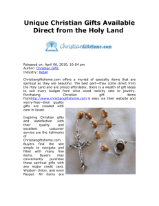 Unique Christian Gifts Available Direct from the Holy Land
