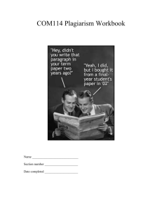 COM114 Plagiarism Workbook