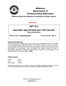 RPT 213 Anatomy and Physiology for the RCP