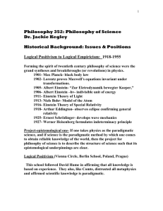 Philosophy 352: Philosophy of Science